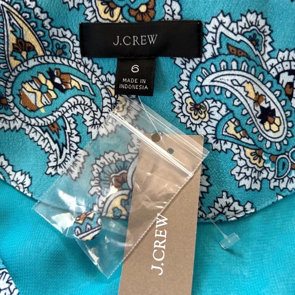 NWT J. Crew Drapey Puff Sleeve Dress Paisley‎ Bunch Romantic Spring Cottagecore